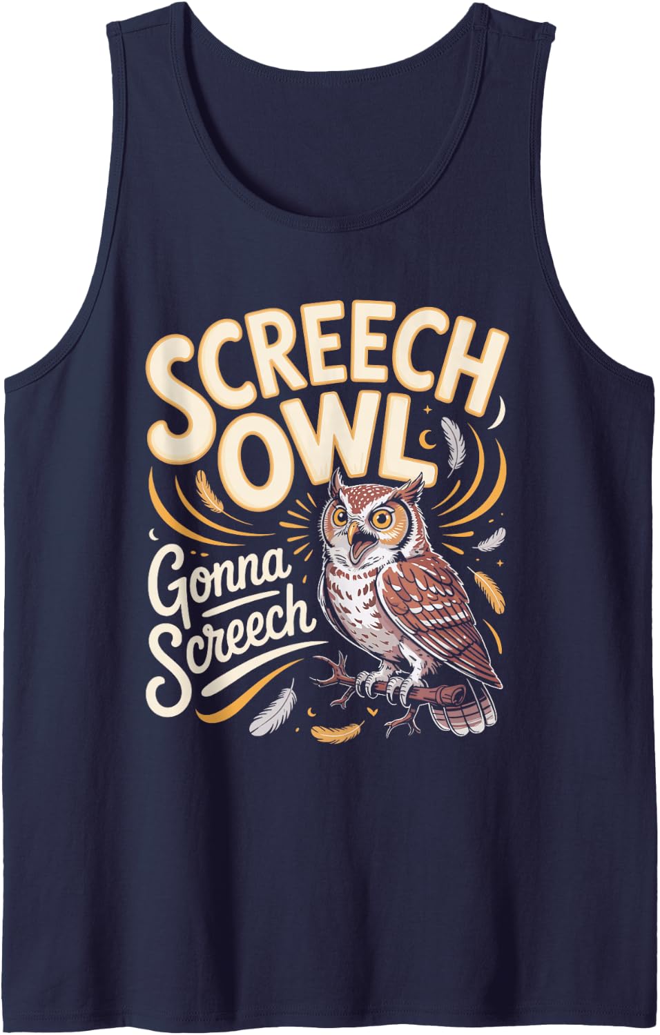 Screech Owl Gonna Screech Birdwatching Tank Top - Navy Blue