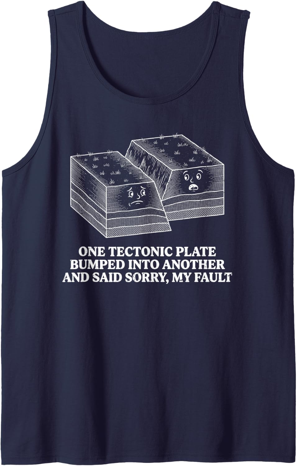 Seismologist Or Geologist Tectonic Plate Boundaries Funny Sleeveless Tank Top - Navy Blue
