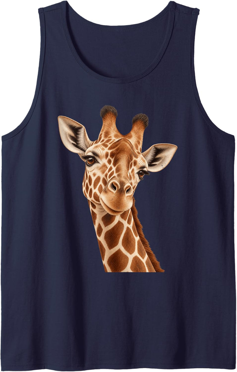 Giraffe Closeup Portrait Sleeveless Tank Top - Navy Blue