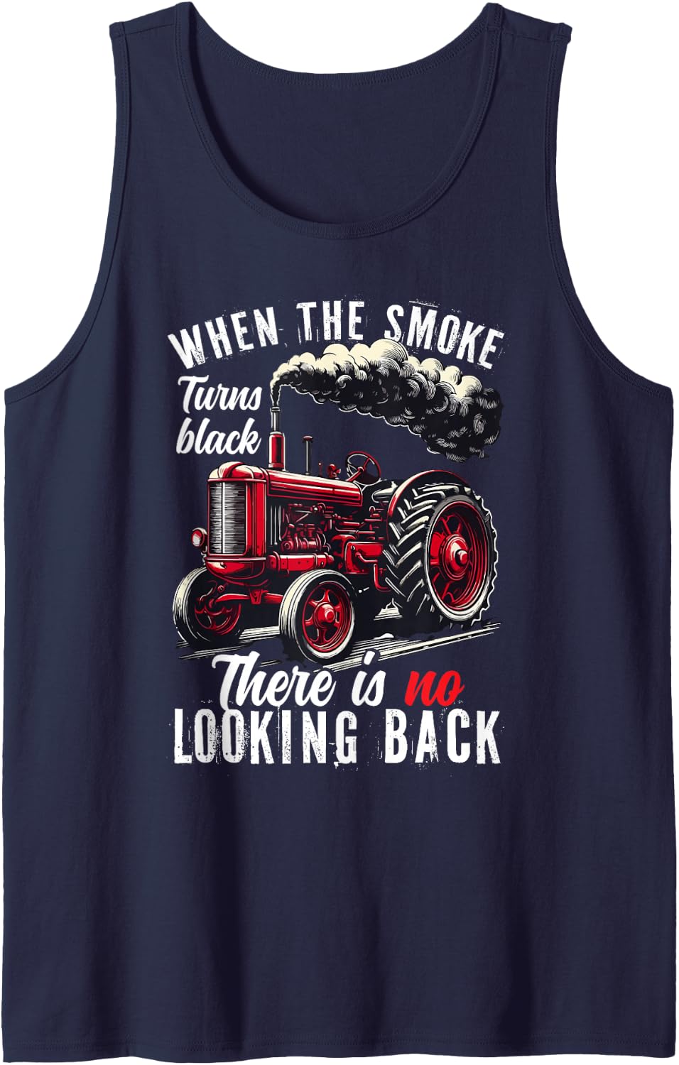 When The Smoke Turns Black There is No Looking Back Farmer Sleeveless Tank Top - Navy Blue