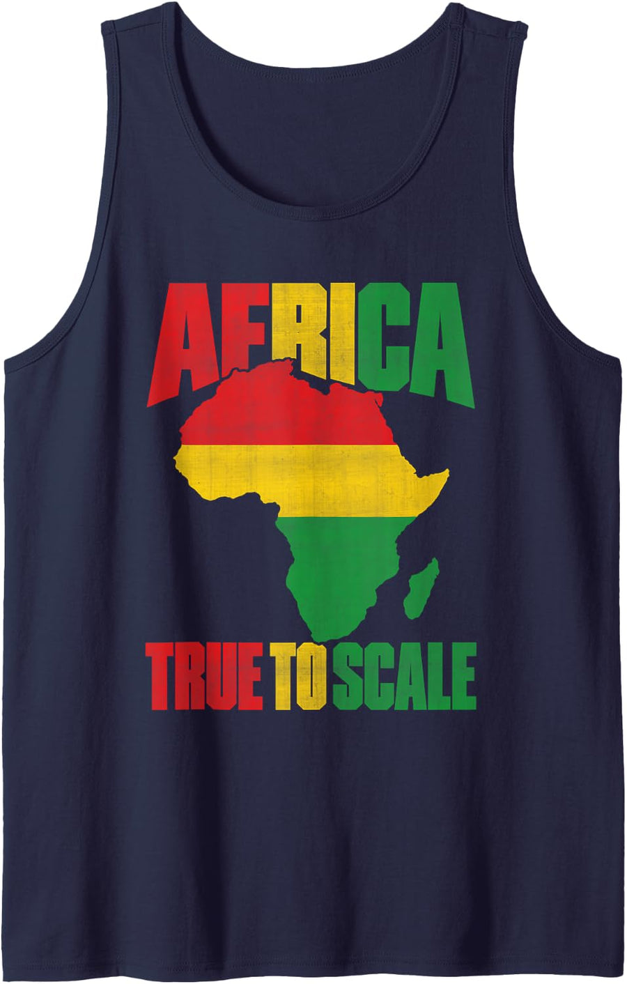 Men's Africa True to Scale Equal Earth Map Black History Month Sleeveless Tank Top - Navy Blue