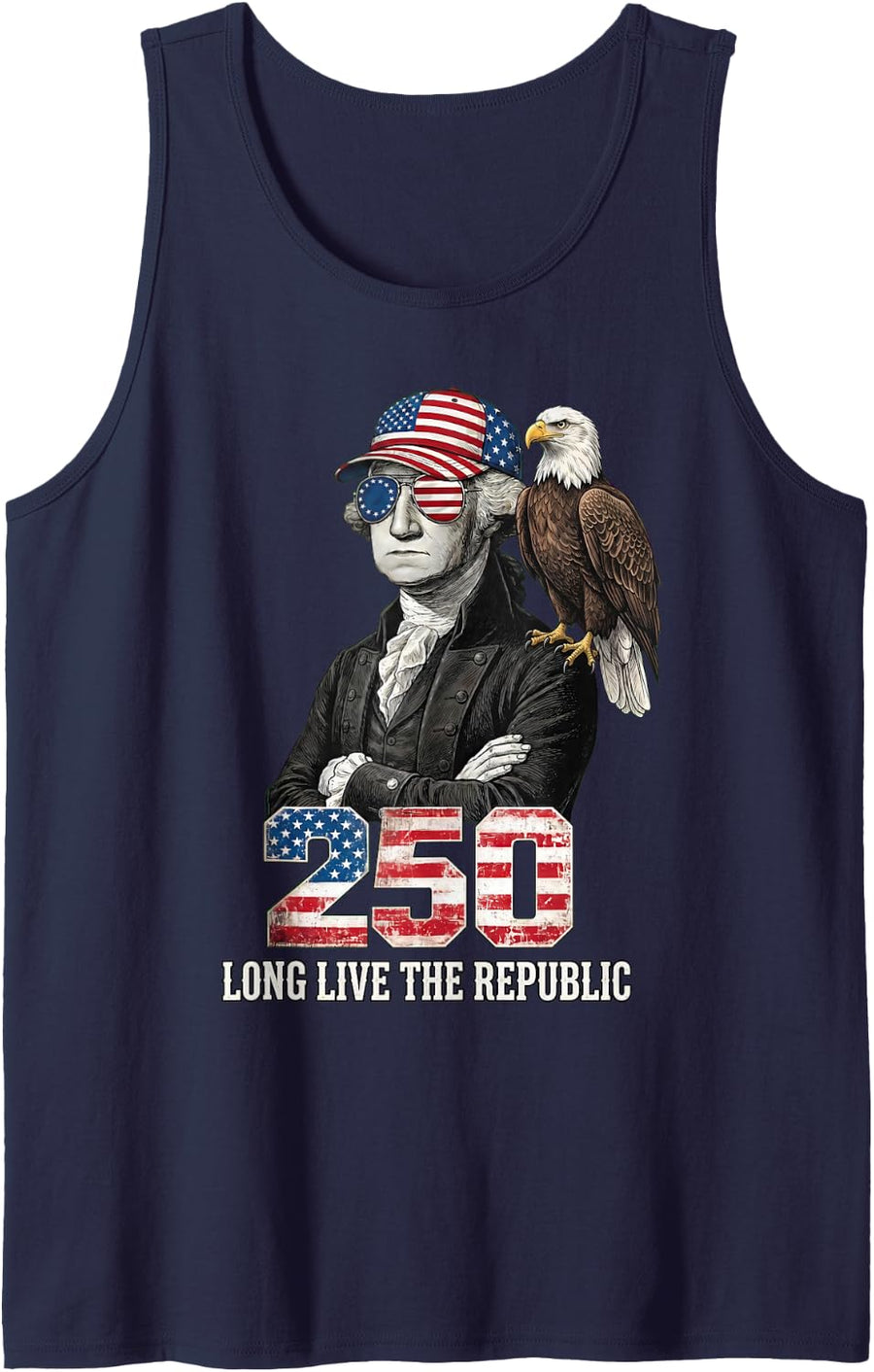Long Live The Republic USA 1776 2026 Washington 4th of July Tank Top - Navy Blue