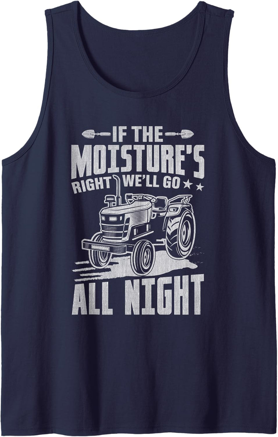 Farmers Farmer All Night Agriculture Farming Tractor Men Sleeveless Tank Top - Navy Blue