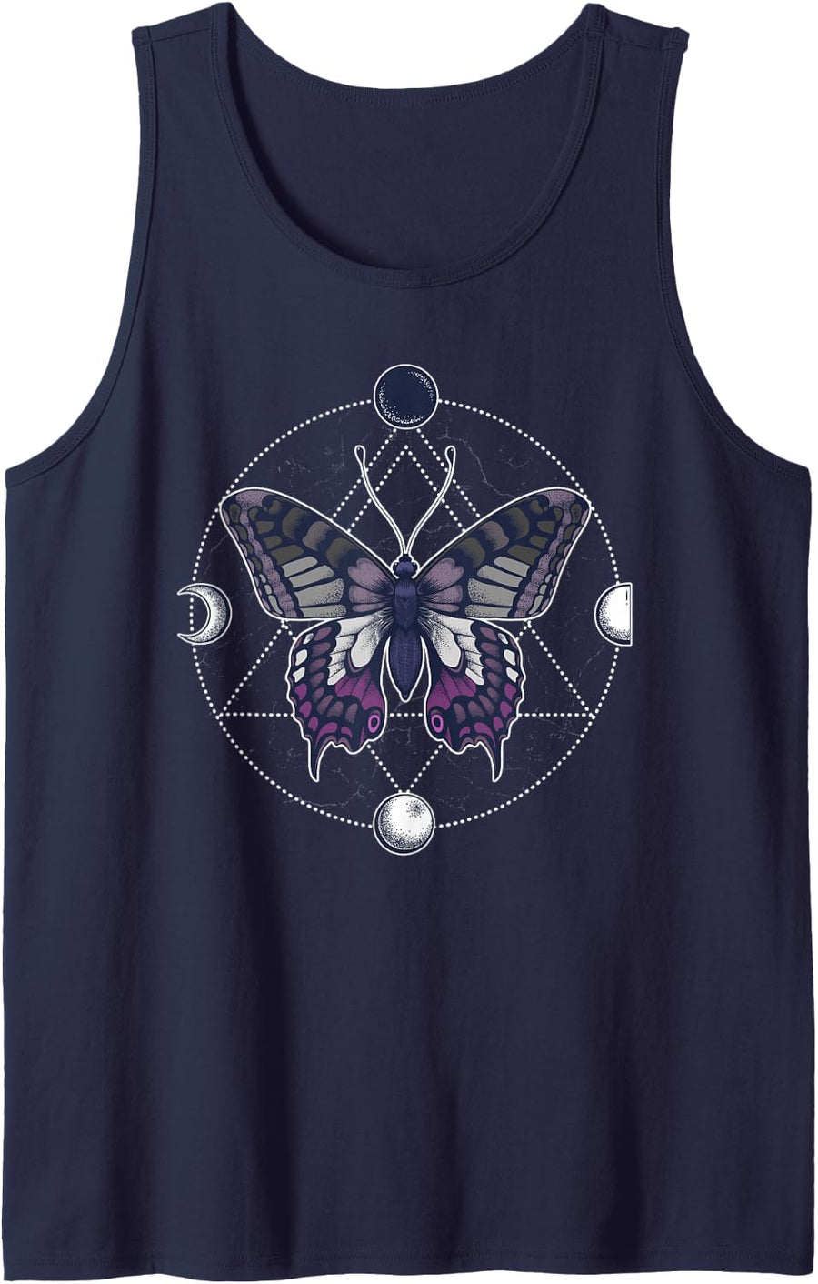 Asexual Butterfly Ace Pride Flag LGBT Subtle Festival Gay Tank Top - Navy Blue