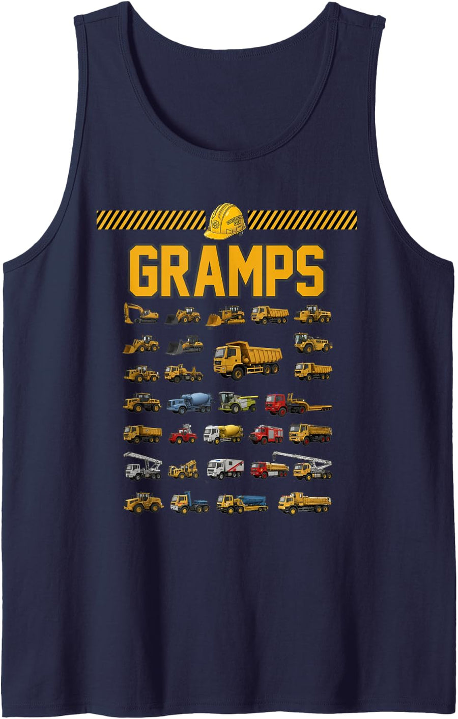 Construction Truck Excavator Gramps Birthday Men Kid Famil Tank Top - Navy Blue