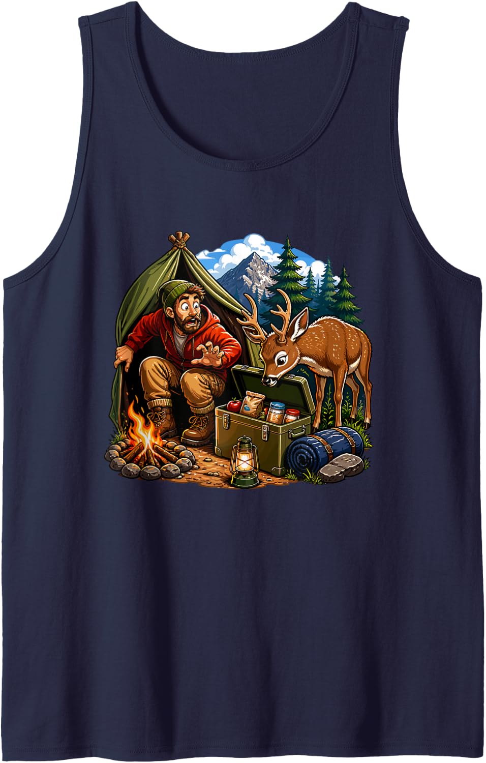 Wilderness Hunter Deer Camping Outdoor Survival Tank Top - Navy Blue