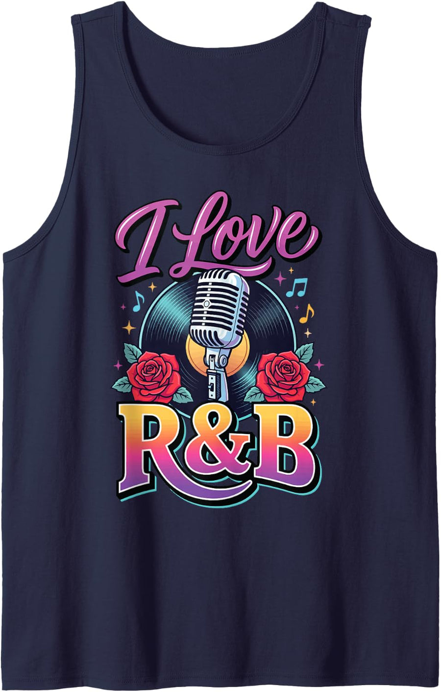 I Love R&B Tank Top - Navy Blue