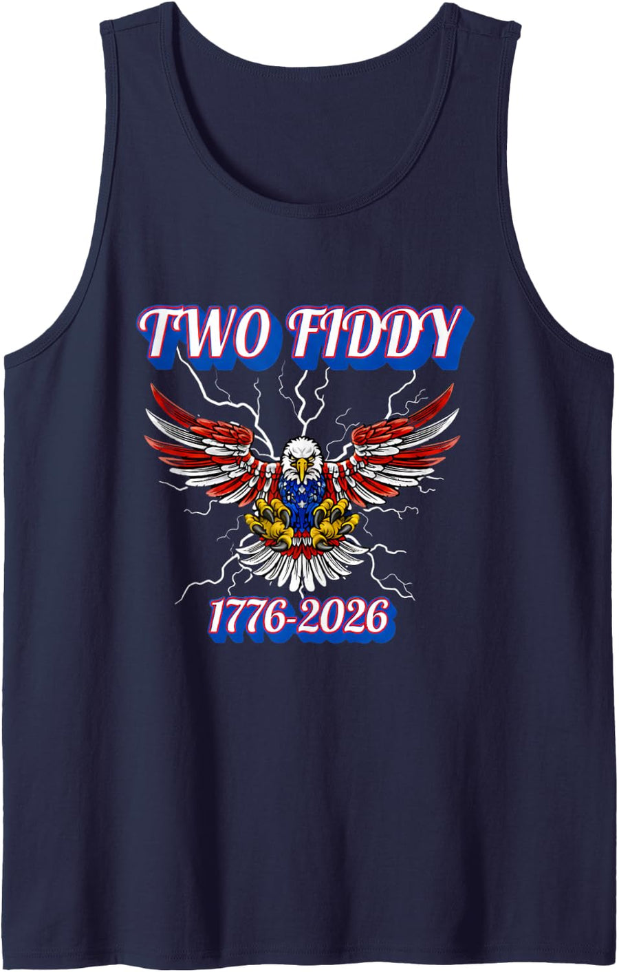 Two Fiddy America 4th of July 250 United States Anniversary Tank Top - Navy Blue