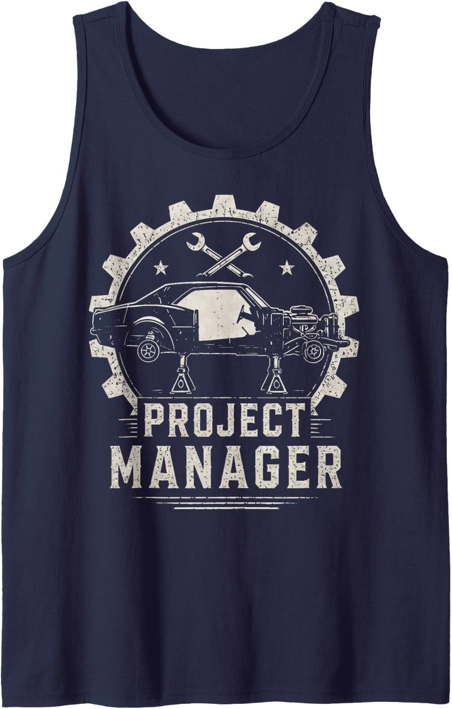 Project Manager Classic Car Restoration Design for Mechanics Sleeveless Tank Top - Navy Blue