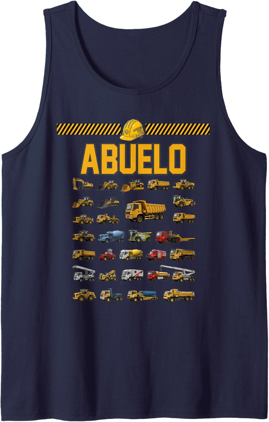 Construction Truck Excavator Abuelo Birthday Men Kid Famil Tank Top - Navy Blue