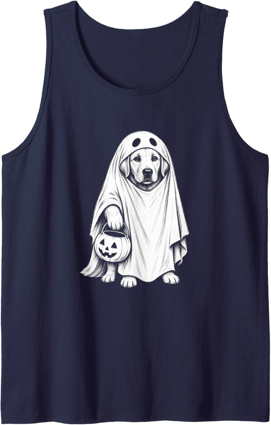 Labrador Retriever Halloween Dog Lover Spooky Ghost Scary Sleeveless Tank Top - Navy Blue