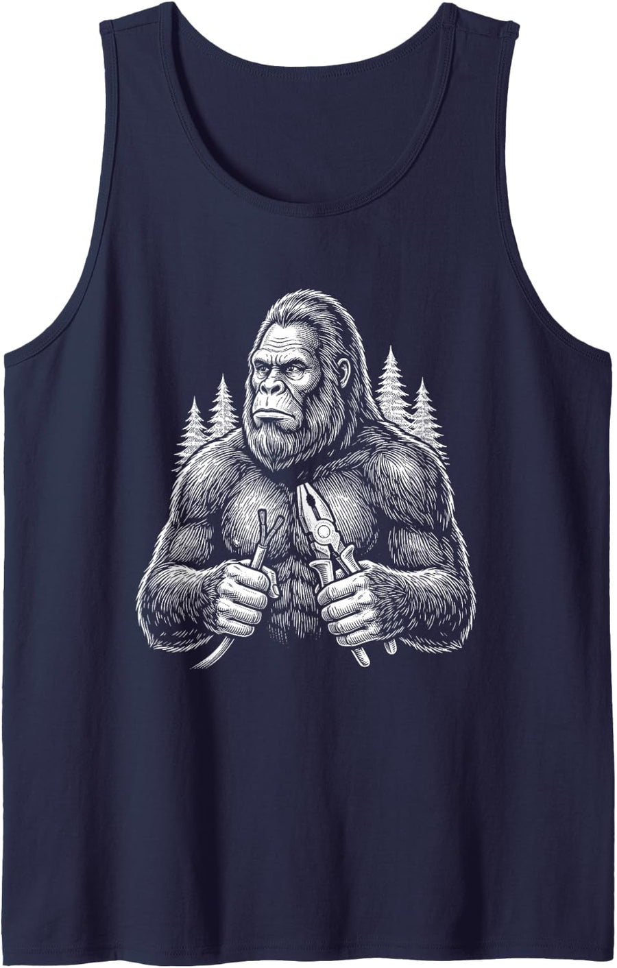 Funny Electrician Bigfoot Sasquatch Electrical Engineer Men Tank Top - Navy Blue