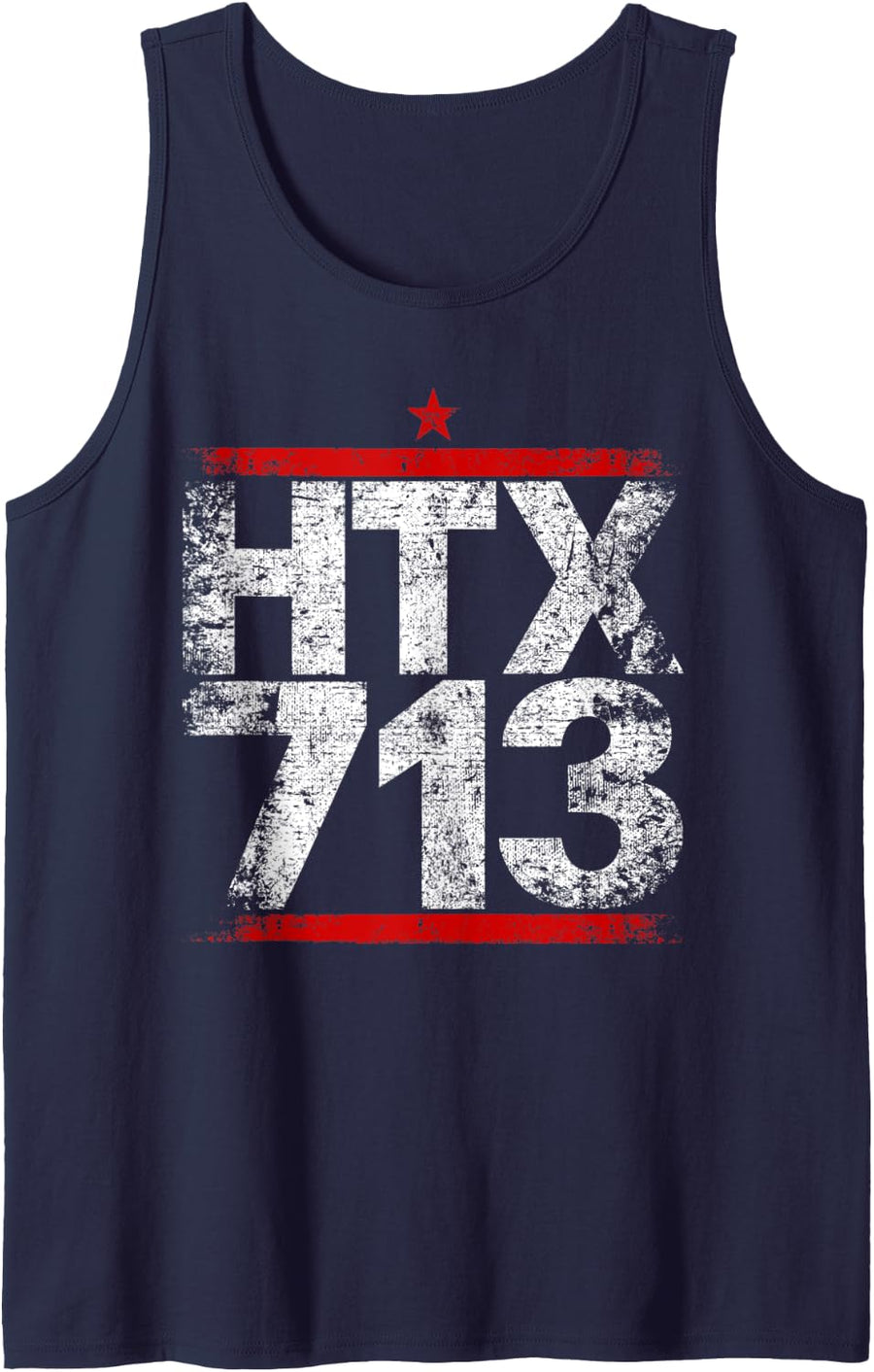 HTX 713 Houston Strong H-Town Distressed Vibe Houston Texas Tank Top - Navy Blue