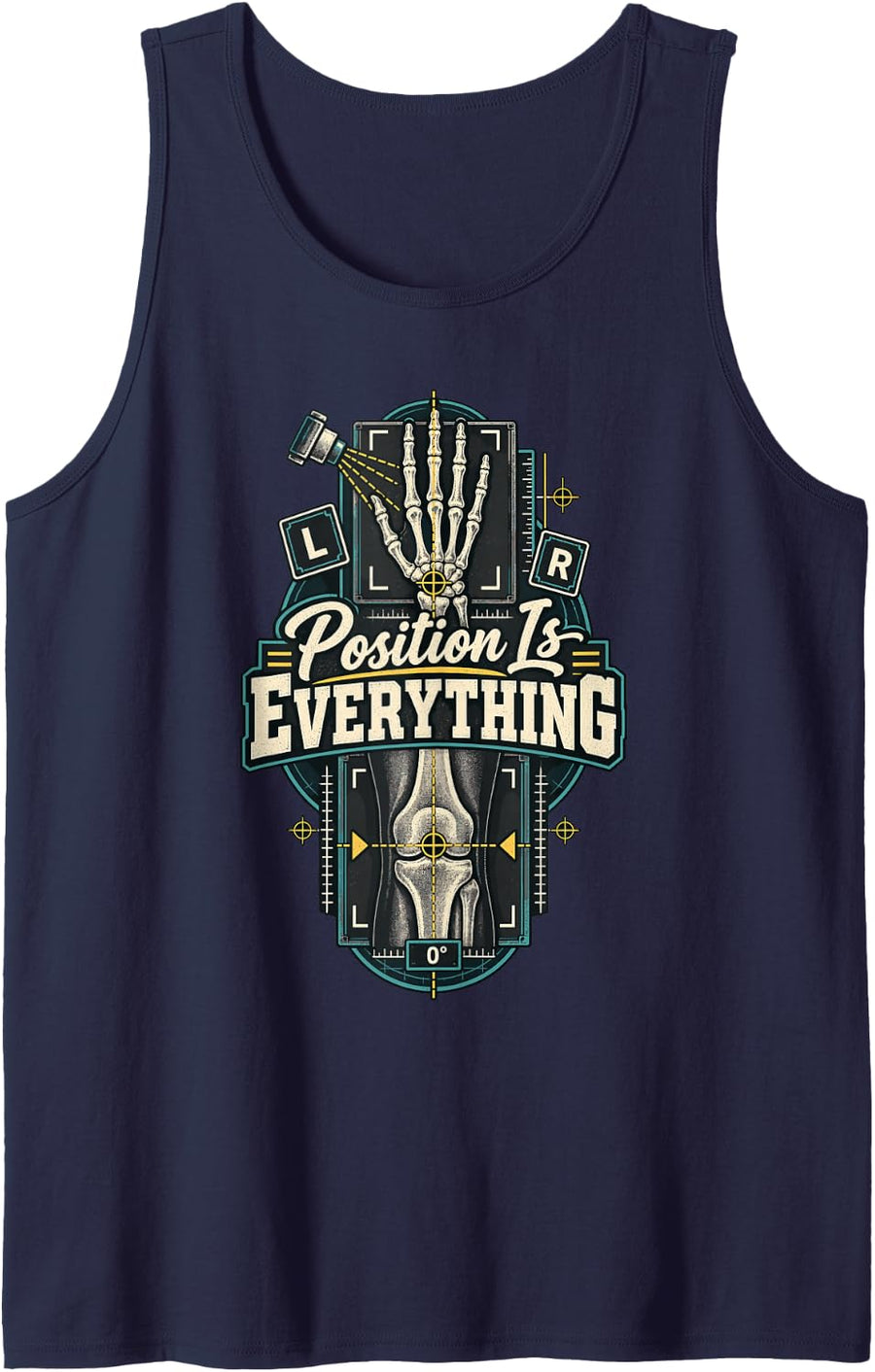 Position is Everything Funny X- Ray Tech Sleeveless Tank Top - Navy Blue