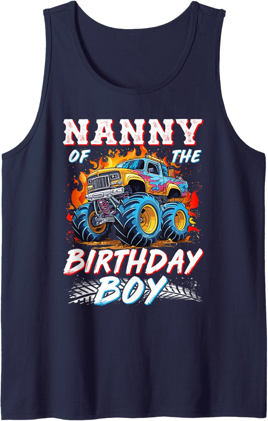 Nanny of the Birthday Boy Monster Truck Birthday Sleeveless Tank Top - Navy Blue