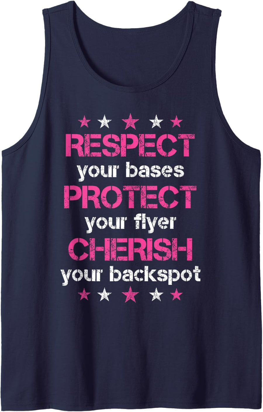 Respect Your Bases Cheerleader | Cheerleading Girl Gift Tank Top - Navy Blue