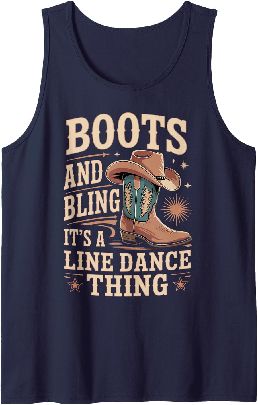 Boots And Bling Line Dancing Line Dance Line Dancer Tank Top - Navy Blue