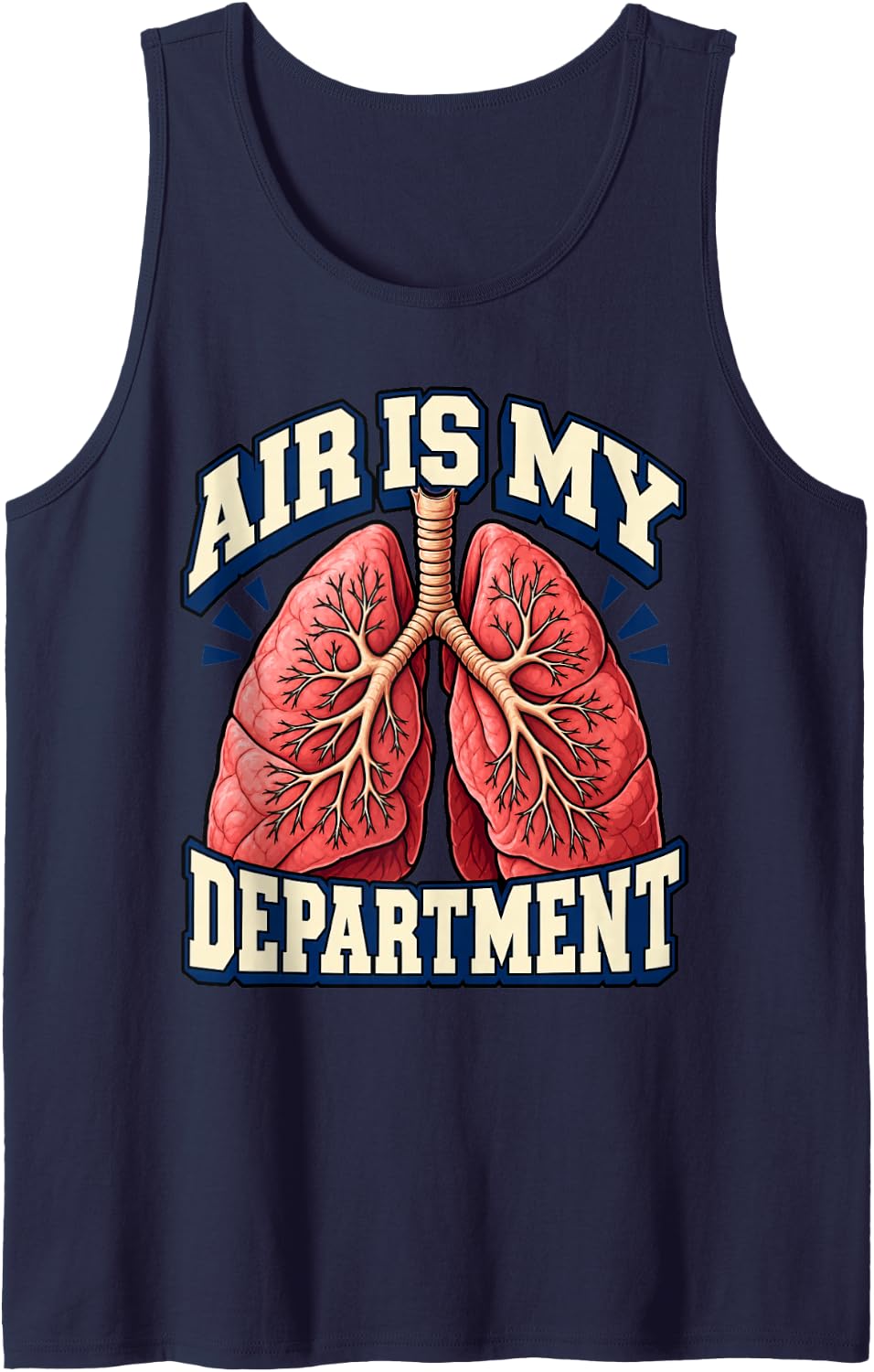 Respiratory Therapist Air is My Department Lungs Oxygen Sleeveless Tank Top - Navy Blue