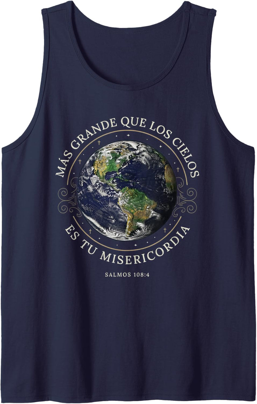 Greater Than the Heavens is Your Mercy Christian Psalm 108:4 Tank Top - Navy Blue