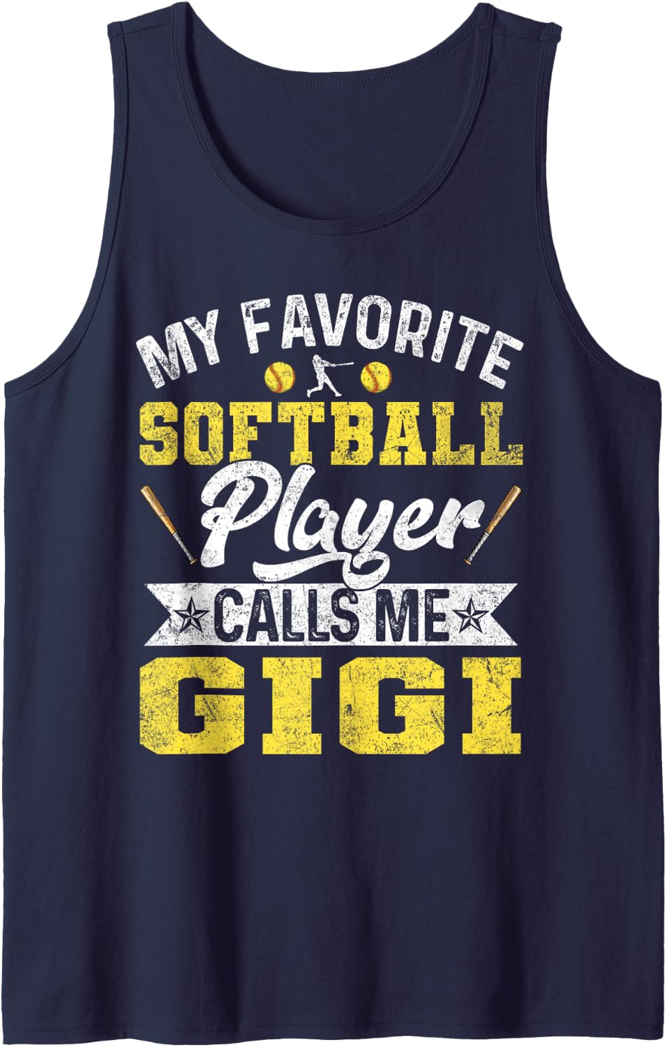 My Favorite Softball Player Call Me Gigi Sleeveless Tank Top - Navy Blue