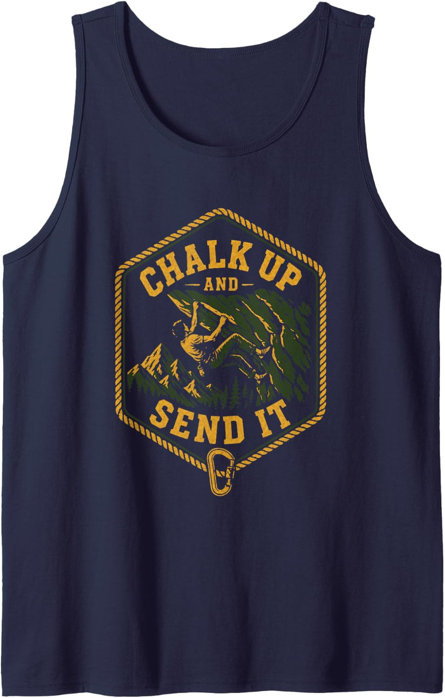 Chalk Up and Send It Rock Climbing Tank Top - Navy Blue