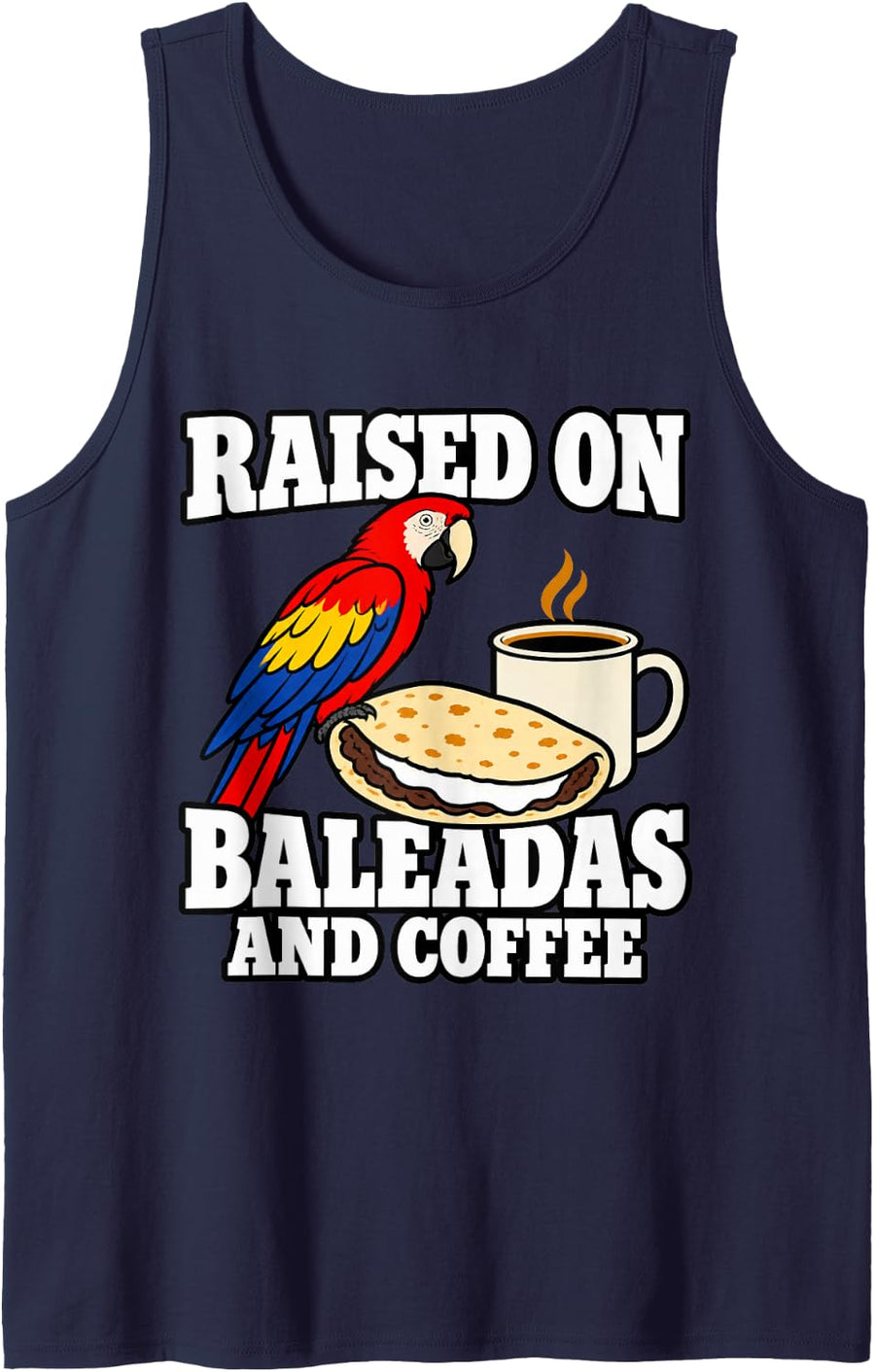 Honduran Raised On Baleadas and Coffee Latina Scarlet Macaw Sleeveless Tank Top - Navy Blue