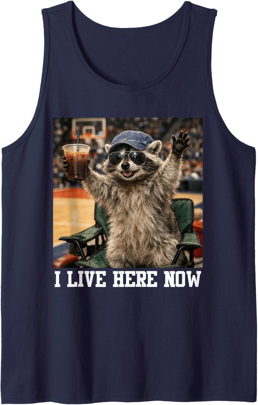 Cute Raccoon Watch Basketball Game Funny Quote Fan Joke Tank Top - Navy Blue