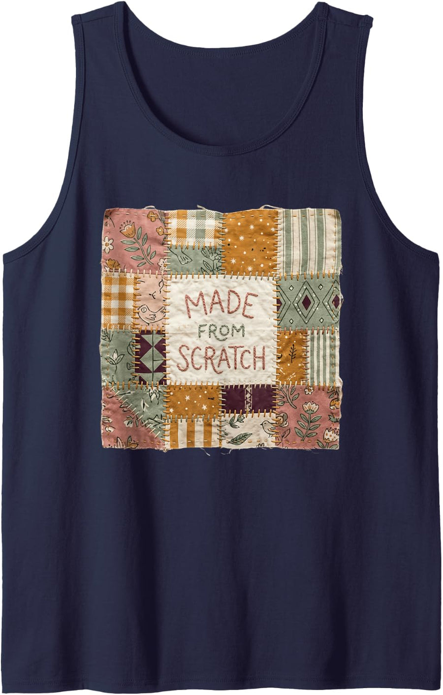 Made from Scratch Tshirt Urban Streetwear Hiphop Ghetto Rap Sleeveless Tank Top - Navy Blue