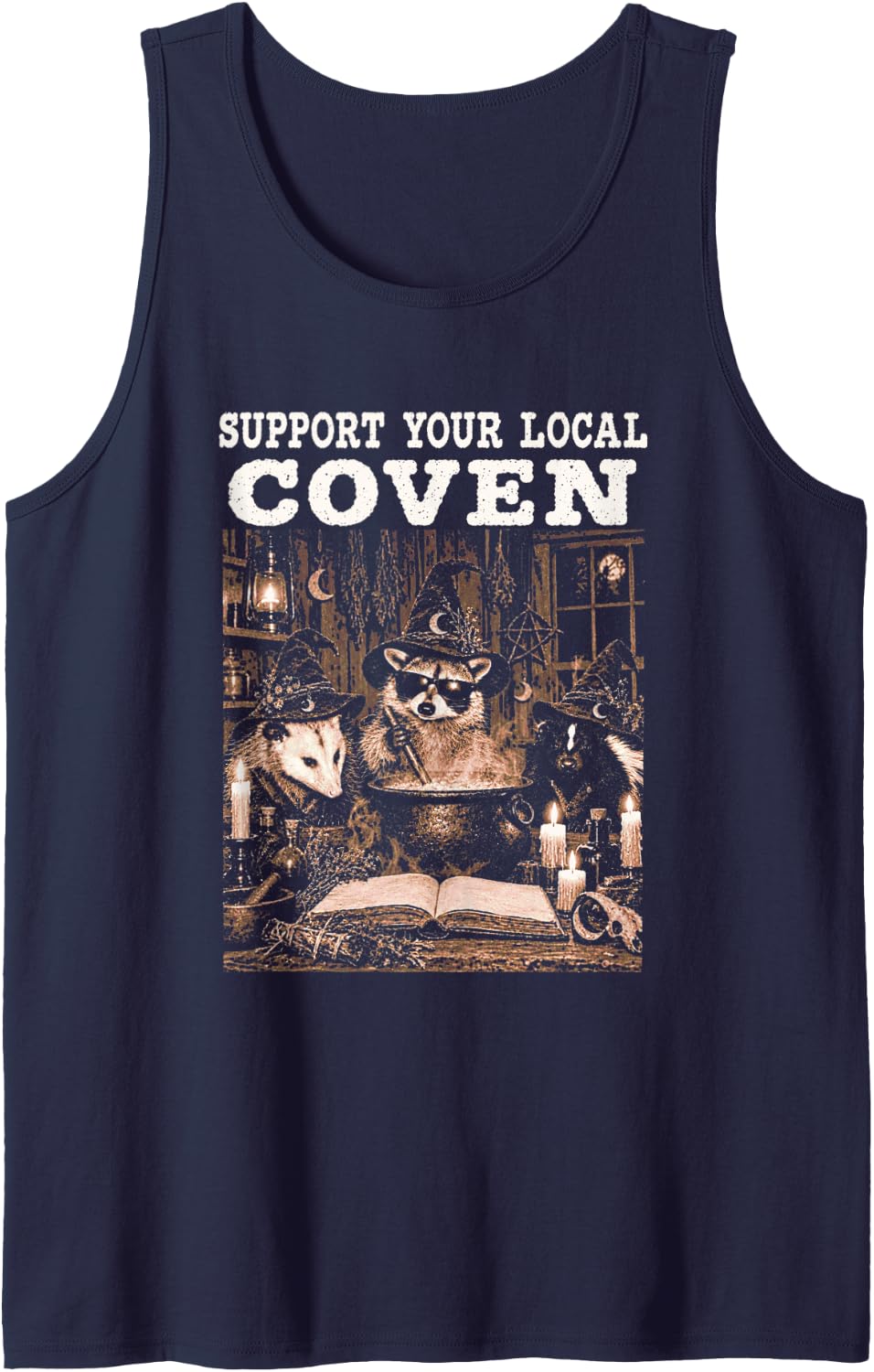 Opossum Halloween Sleeveless Tank Top - Navy Blue