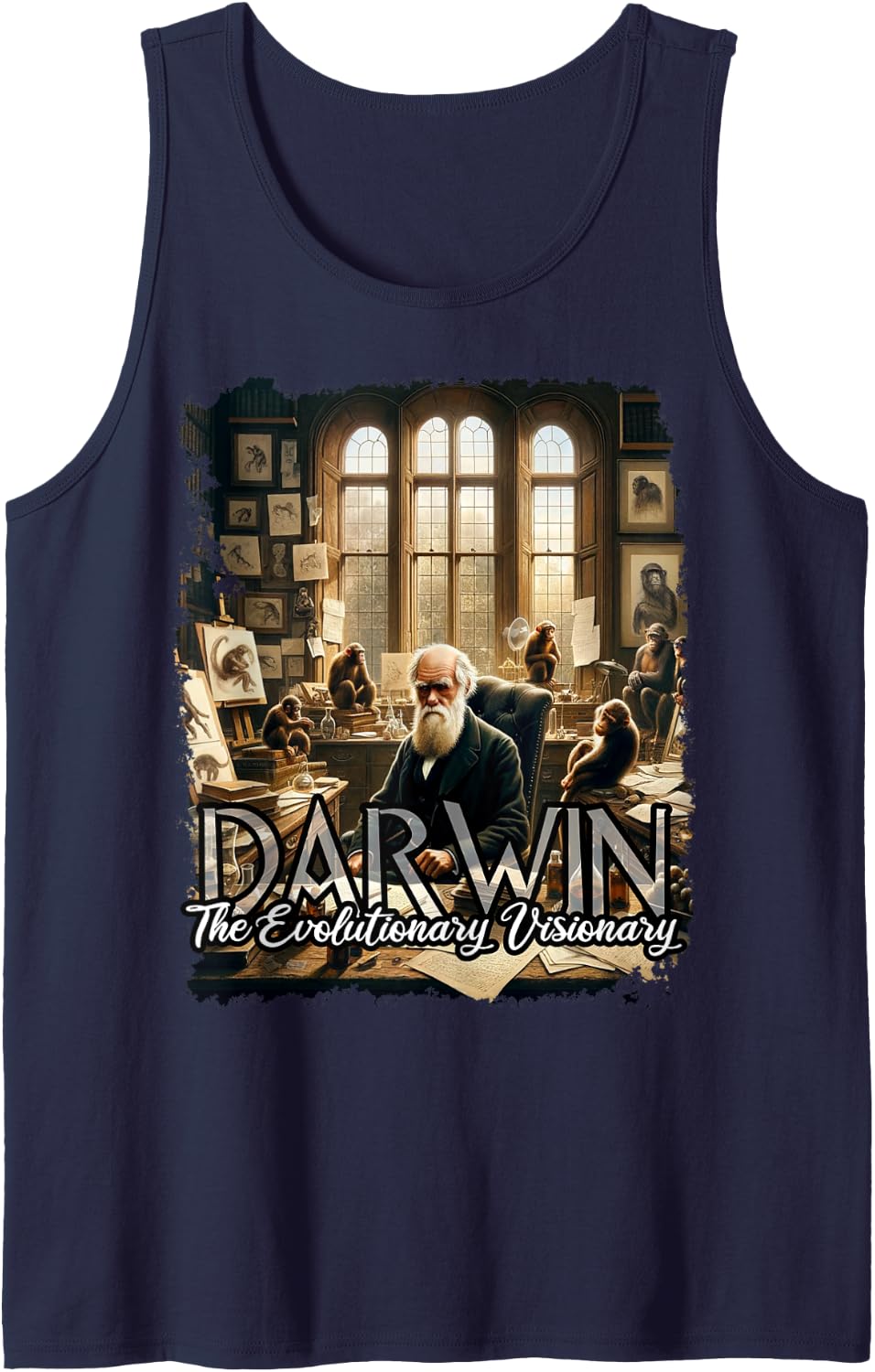 Charles Darwin Science Tank Top - Navy Blue