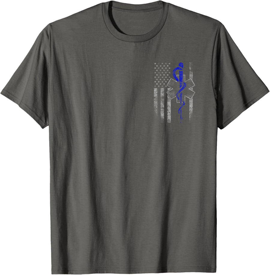 Two-Sided EMT / First Responder Flag T-Shirt - Asphalt Grey