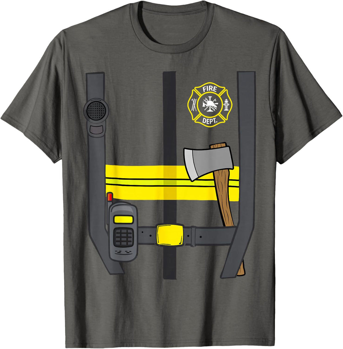 Firefighter Costume Halloween Uniform T-Shirt - Asphalt Grey