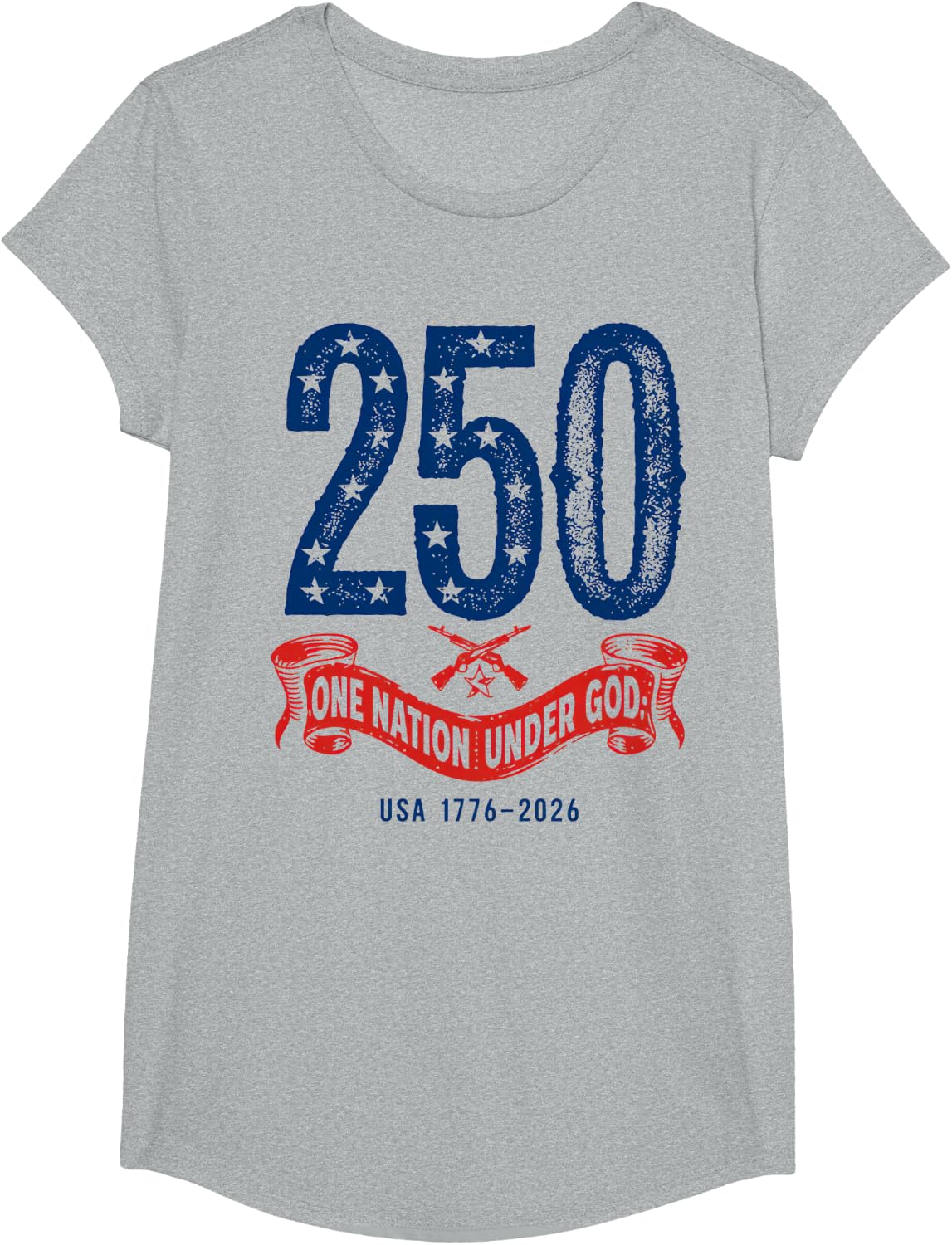 250 Years in God We Trust - USA Patriotic T-Shirt - Girls Heather Grey