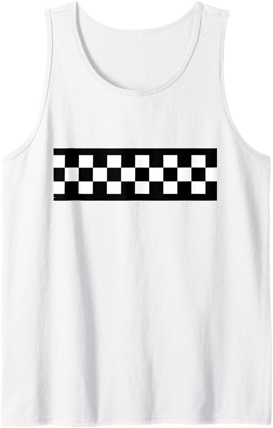 Black White Checkered Flag Checkerboard Racing Tank Top - White