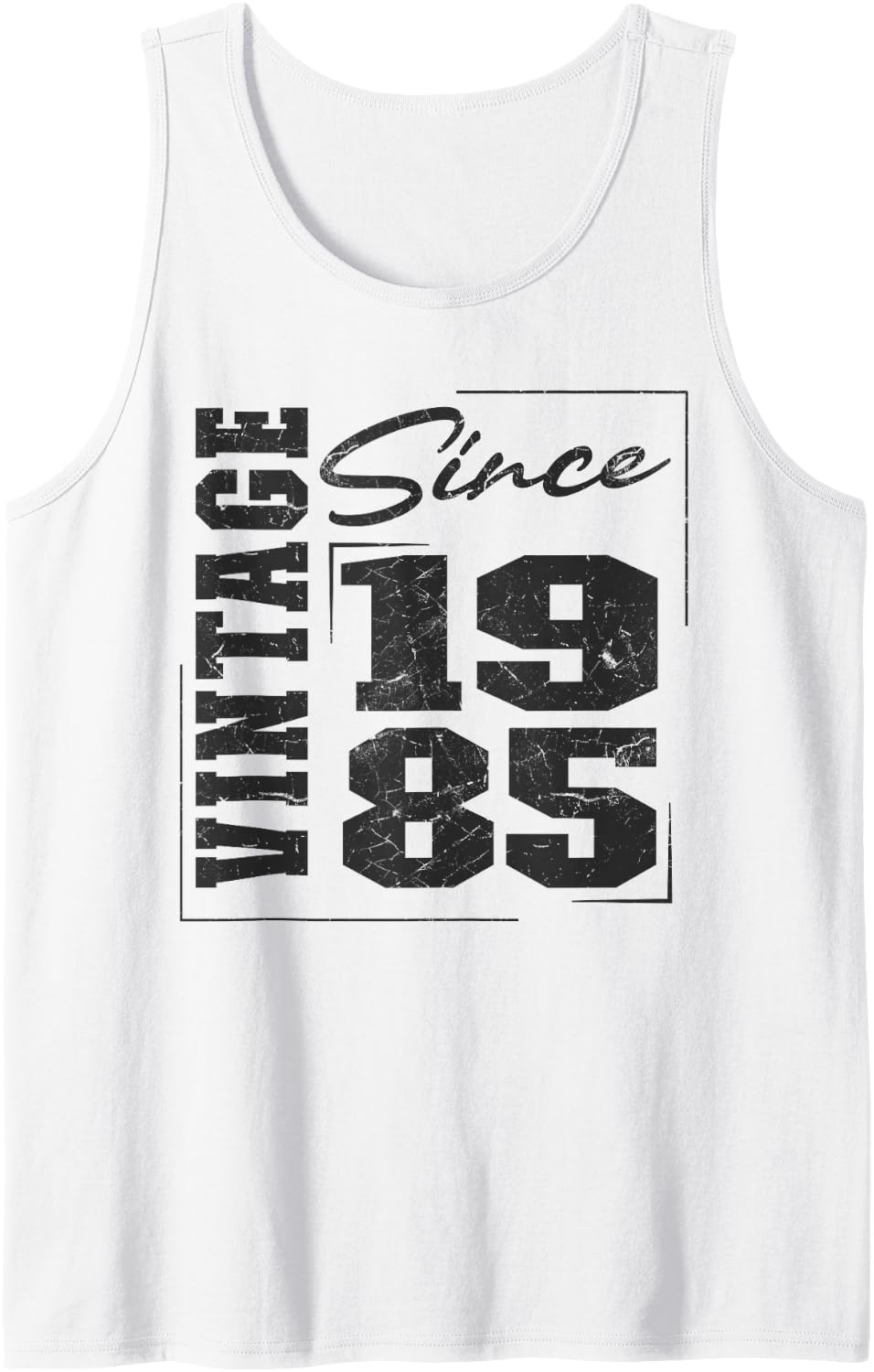 Born in 1985, Bold Varsity Vintage Since 1985 Birthday Sleeveless Tank Top - White