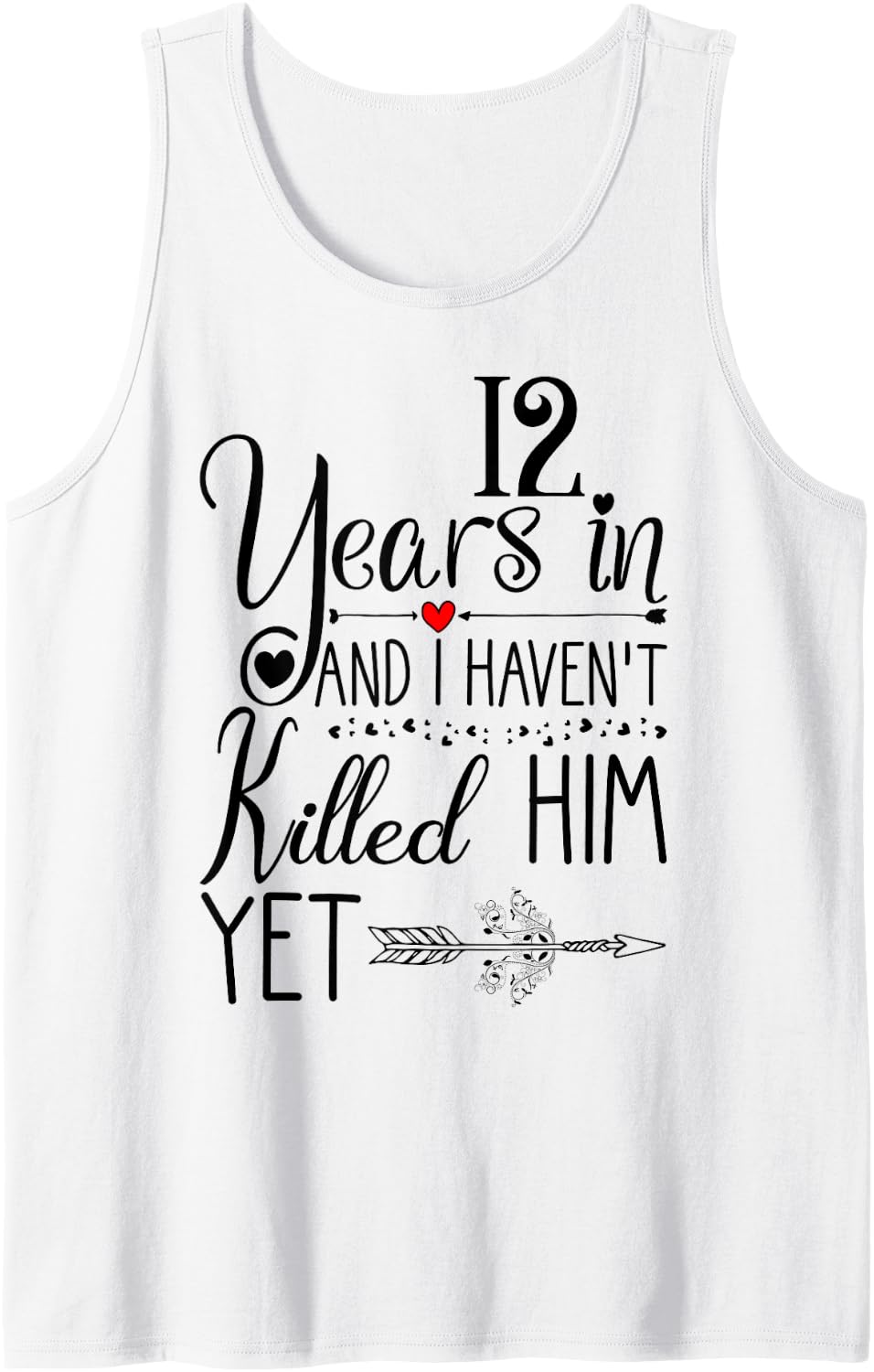 12th Wedding Anniversary Gift for Her 12 Years of Marriage Tank Top - White