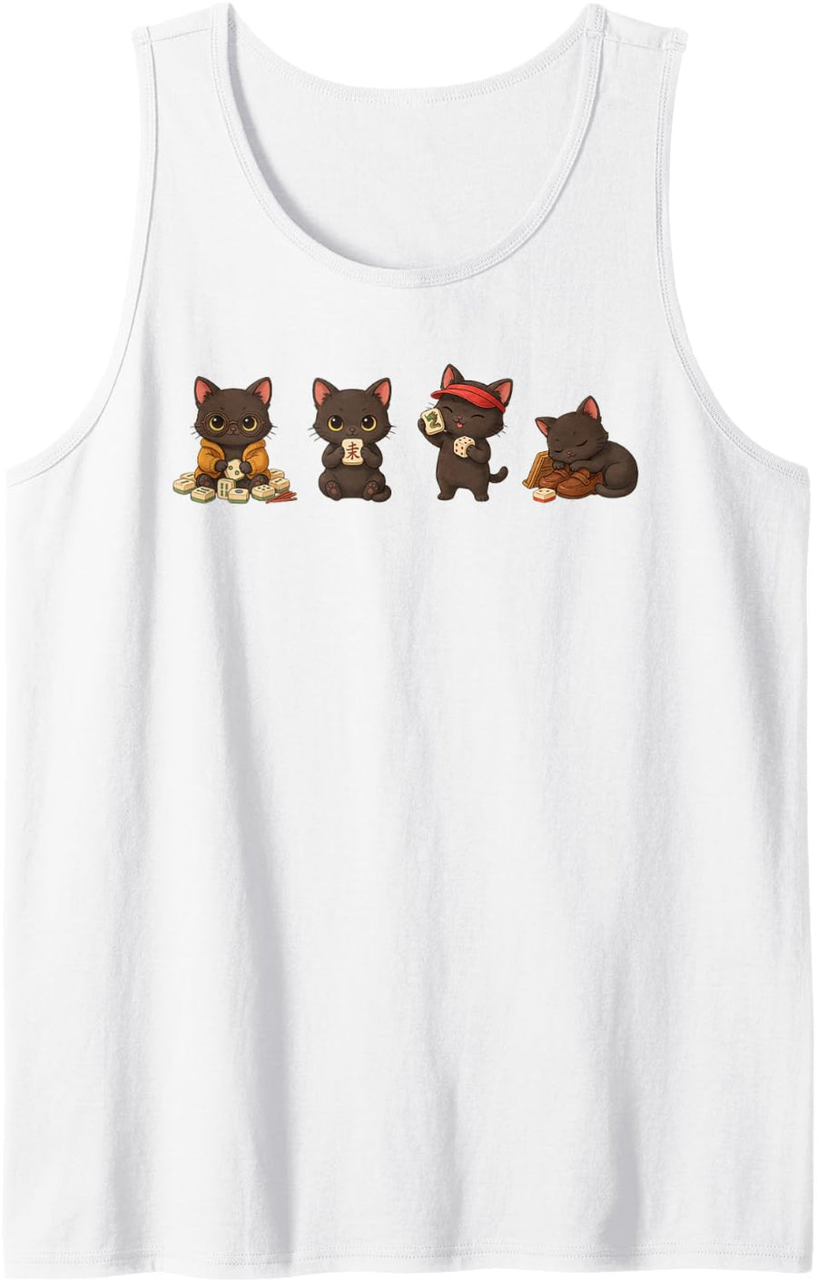 Mahjong Mah Jongg Majiang Player Playing Game Sleeveless Tank Top - White