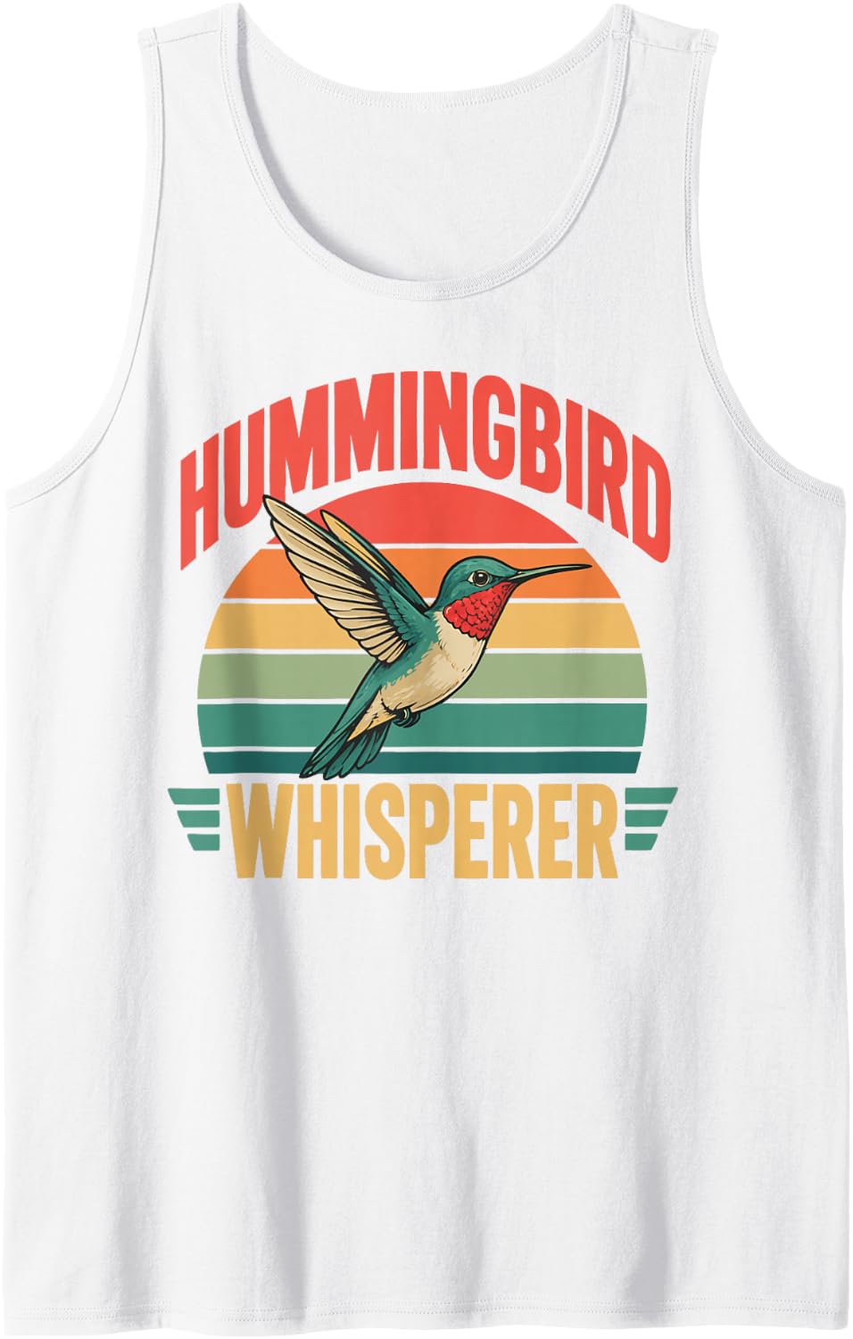 Vintage Hummingbird Lover Sleeveless Tank Top - White