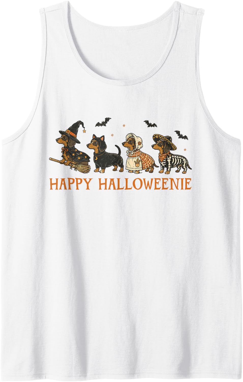 Funny Dachshund Halloween Dog Costume Party Sleeveless Tank Top - White