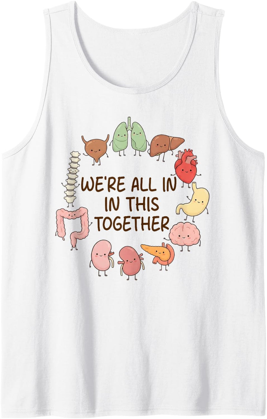 Organ Friends Cute Healthcare Nurse Medical Student Anatomy Sleeveless Tank Top - White