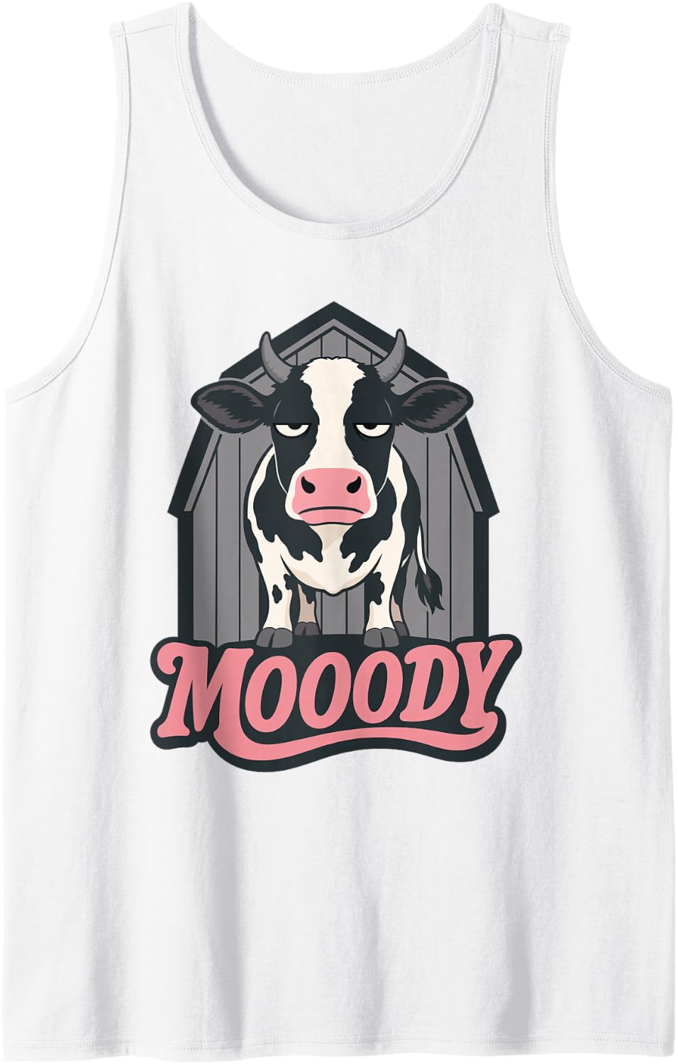 Mooody Holstein Cow Moody Farm Sleeveless Tank Top - White