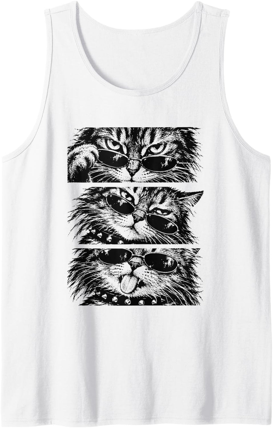 Punk Cats with Sunglasses Y2k Grunge Aesthetic 90s 2000s Sleeveless Tank Top - White