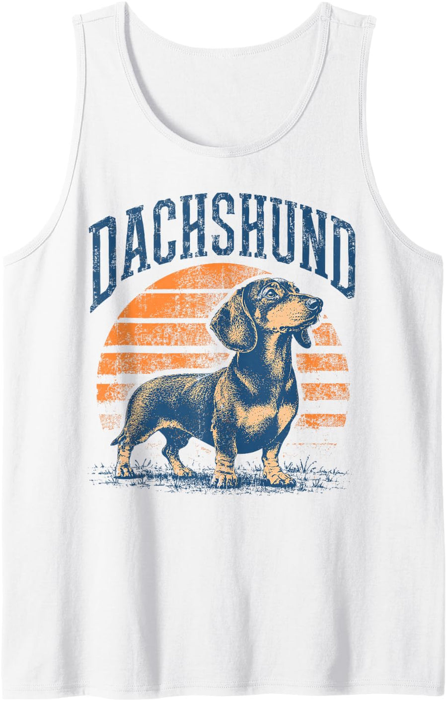 Dachshund Dog Retro Vintage Aesthetic Wiener Dog Sleeveless Tank Top - White
