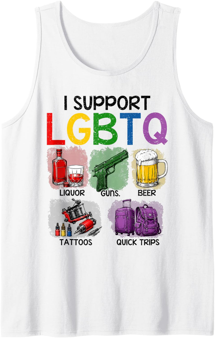 I Support LGBT, Gay Pride LGBTQ, Transgender Lesbian Pride Sleeveless Tank Top - White