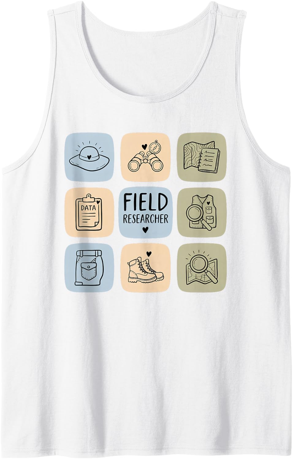 Field Researcher Data Collection Fieldwork Scientist Sleeveless Tank Top - White
