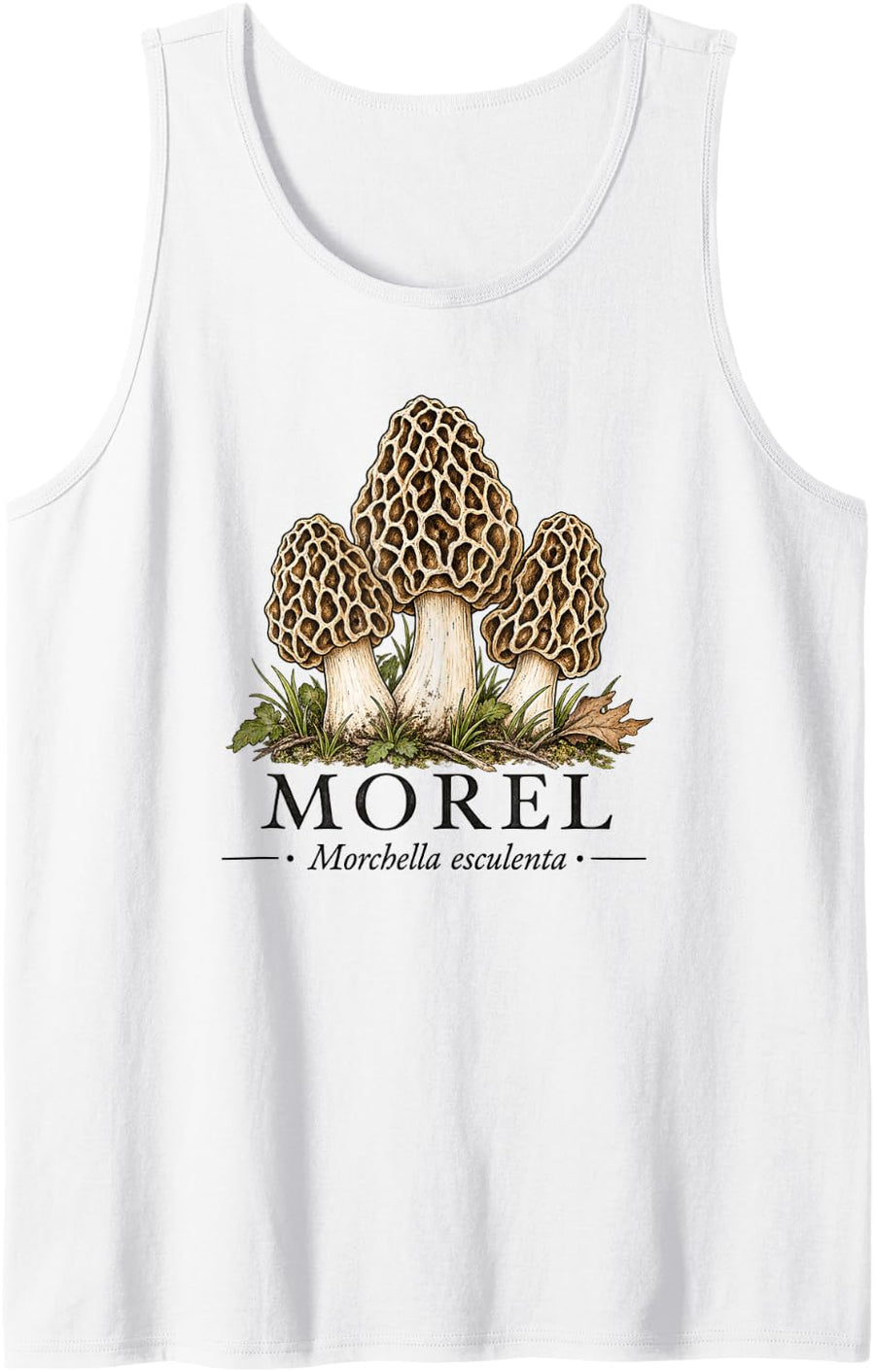 Vintage Morel Mushroom Foraging Illustration Sleeveless Tank Top - White