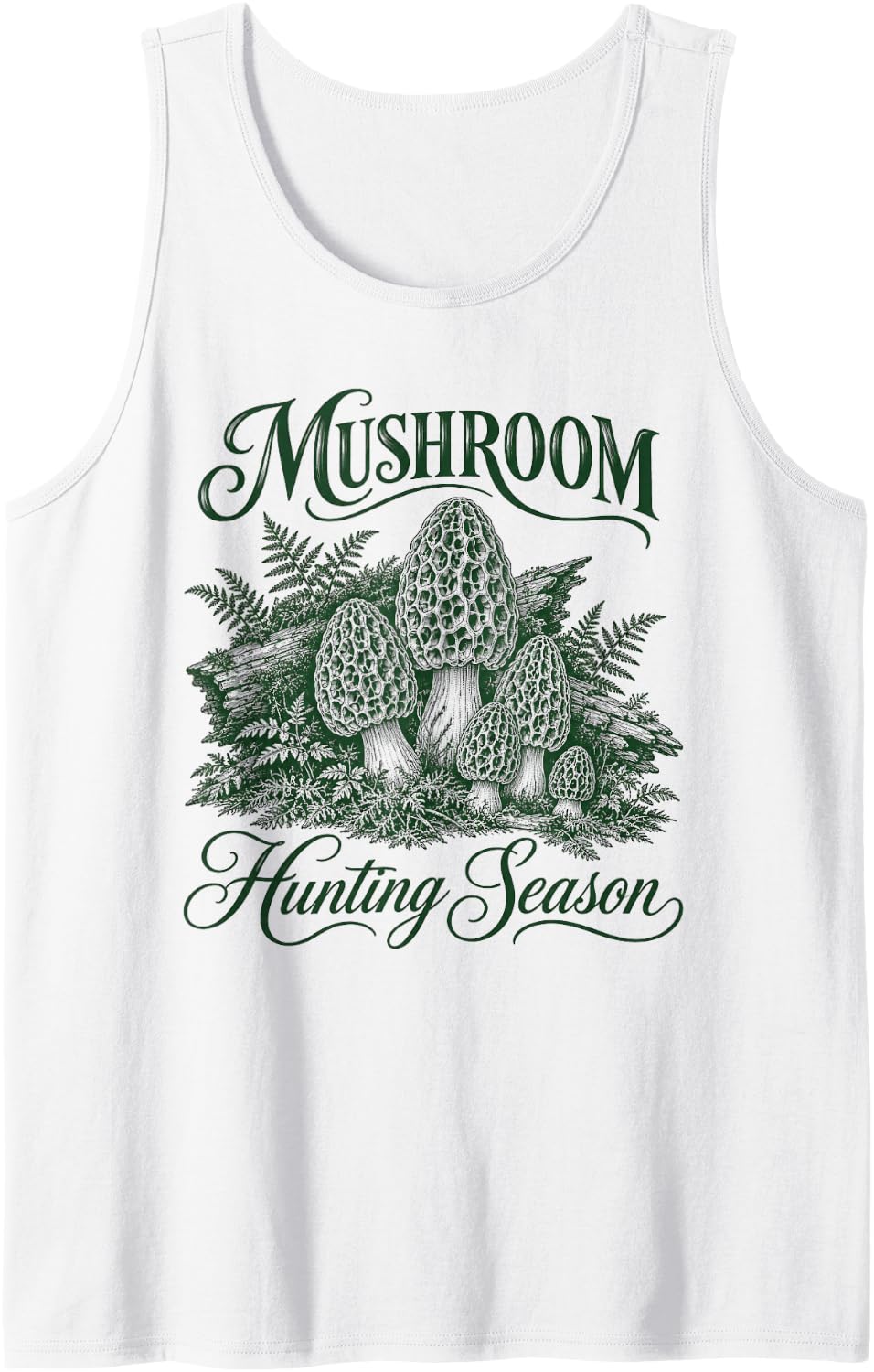 Men's Mushroom Hunting Morel Mushroom Funny Hunter Sleeveless Tank Top - White