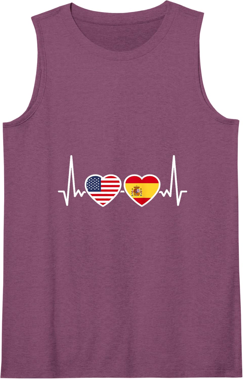 Spain USA Heartbeat Flag Spaniard American Tank Top - Purple