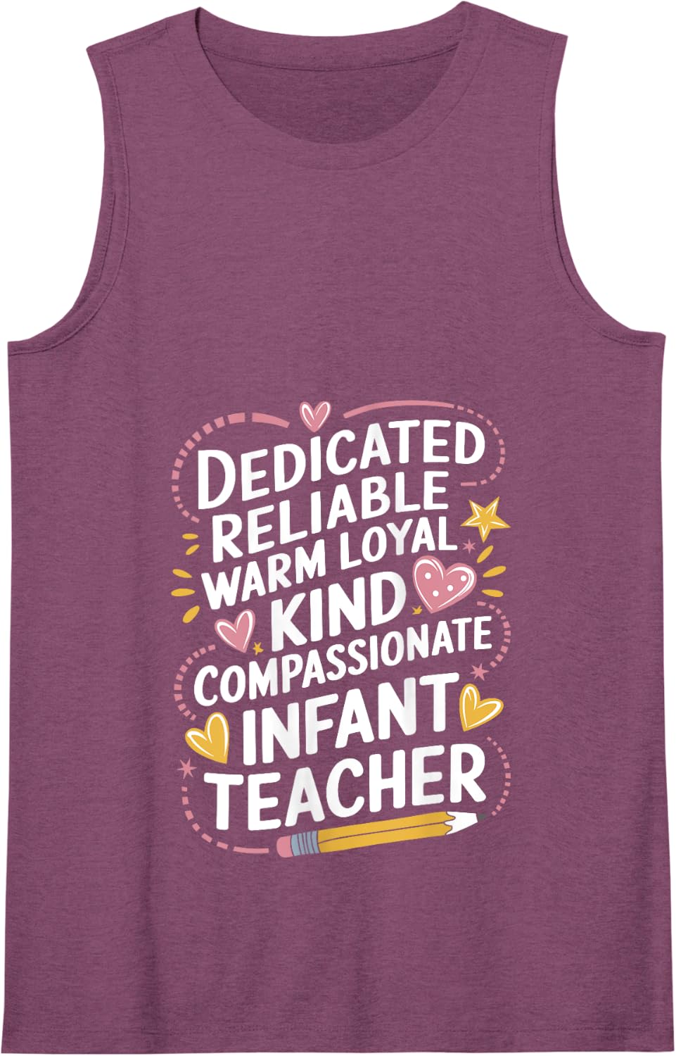 Daycare, Dedicated Reliable Warm Caring Infant Teacher Tank Top - Purple