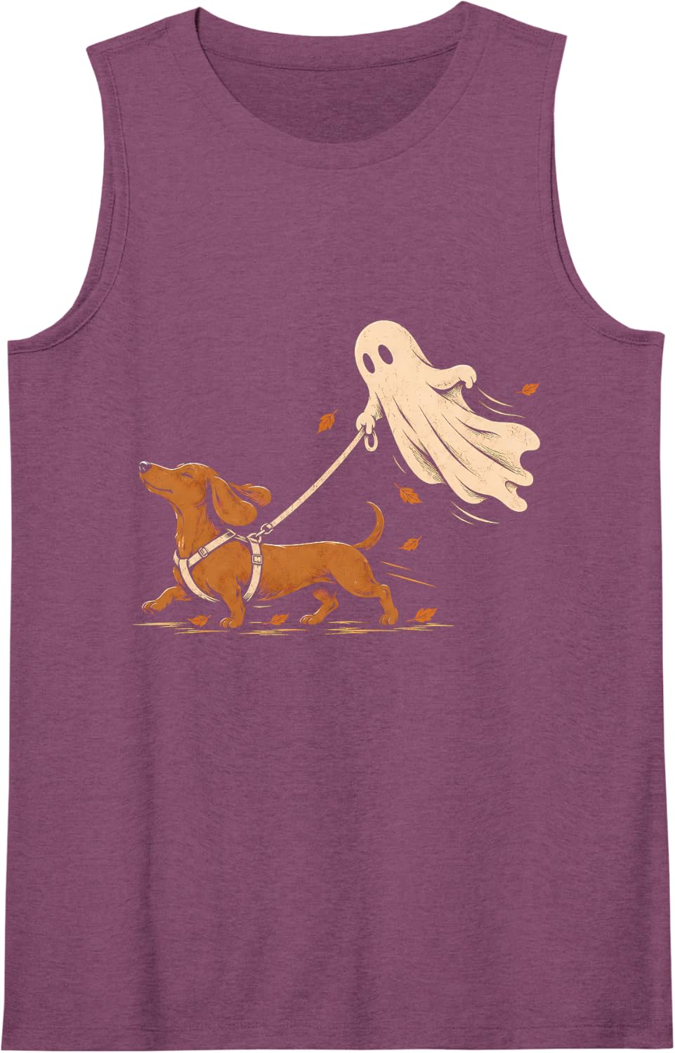 Funny Dachshund Ghost Walking Dog Halloween Wiener Dog Sleeveless Tank Top - Purple